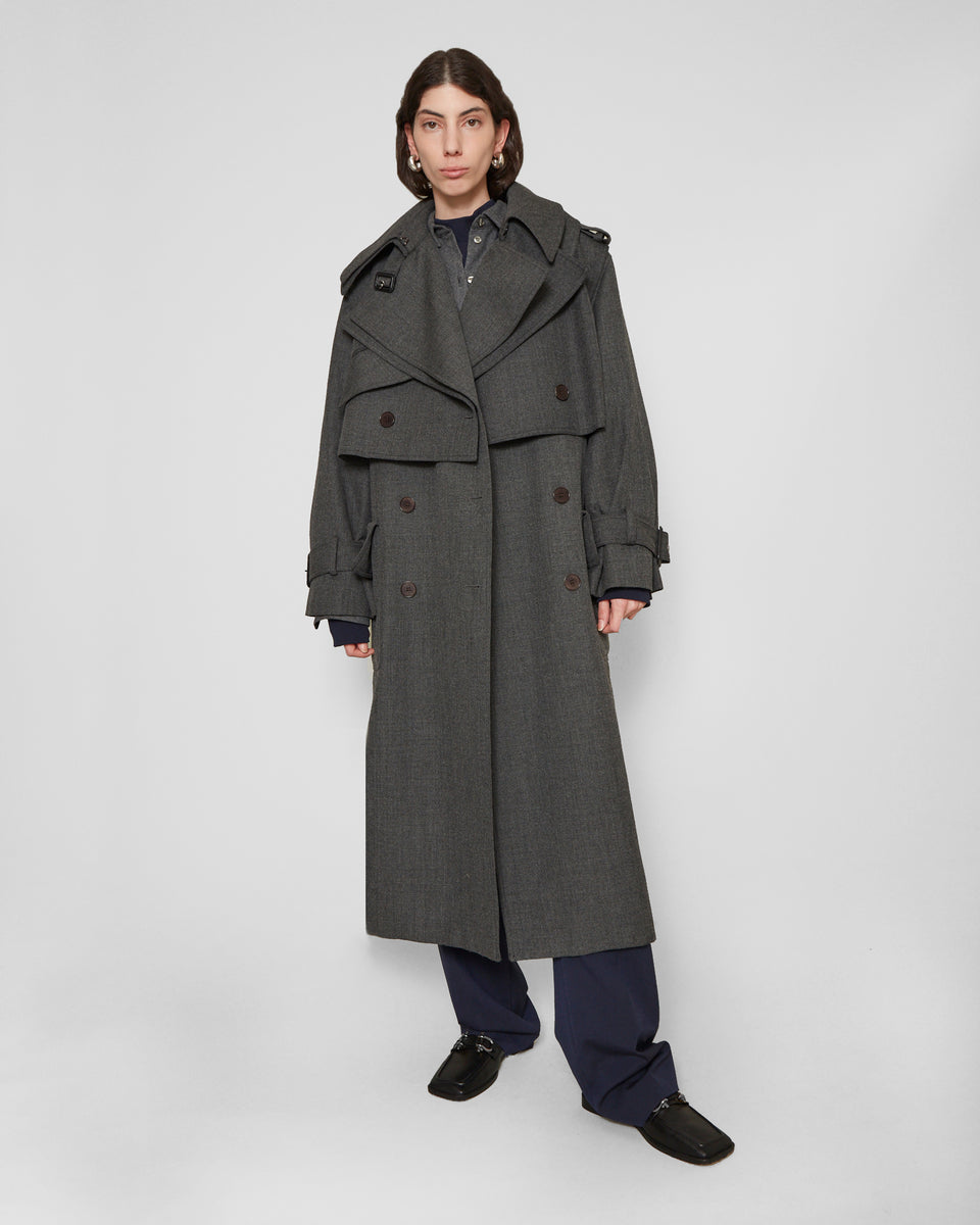 MARGOT - Convertible trench coat, virgin wool, dark grey by MARGOT92